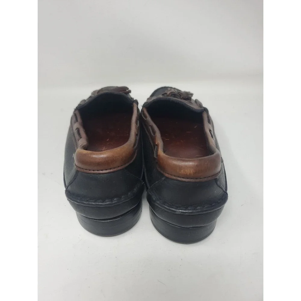 Eddie Bauer Leather Loafers Mens Tassel Black Brown Size 8